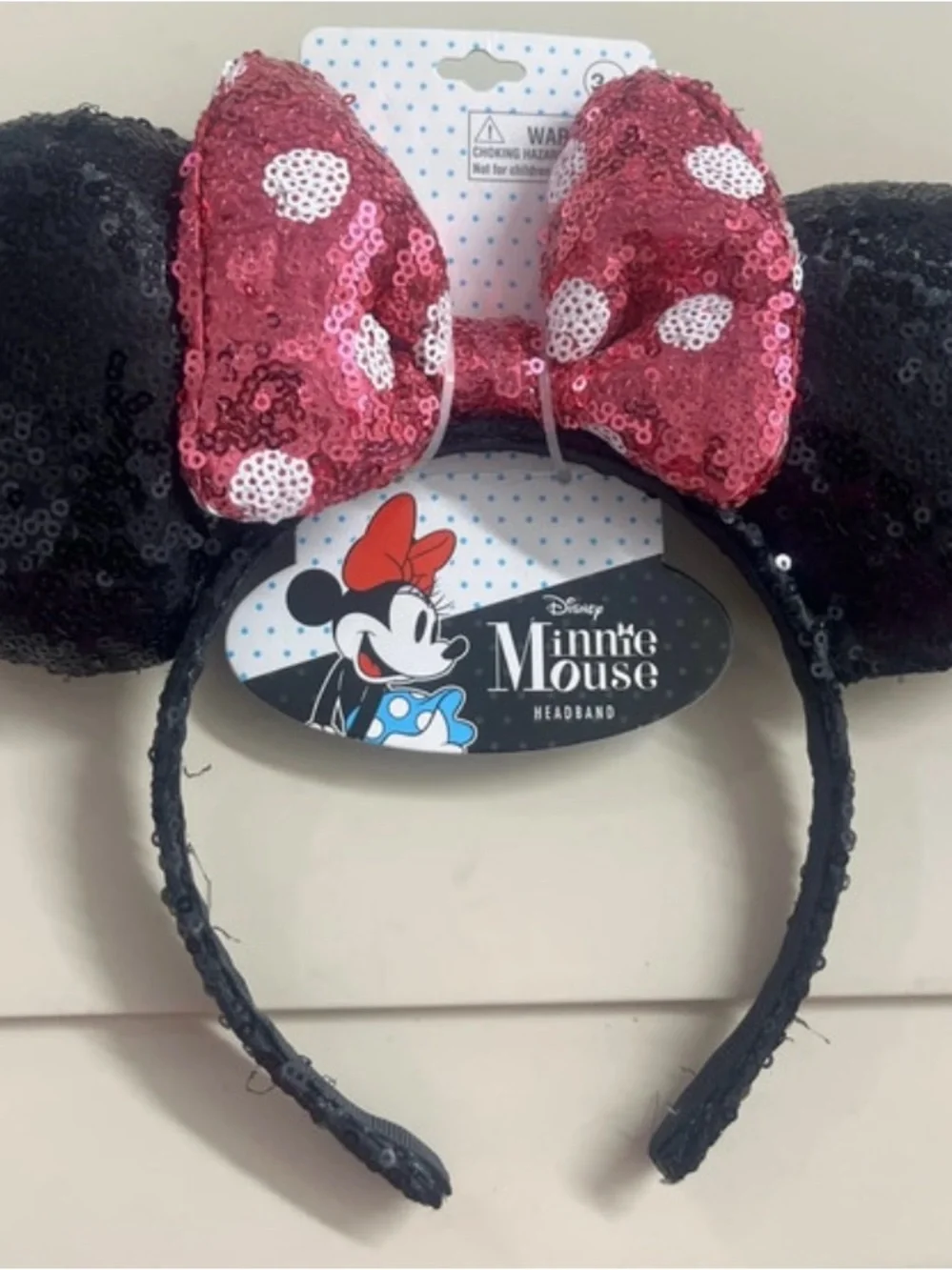 Disney Minnie Mouse Sequin Ear Headband - Black & Pink